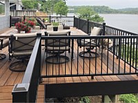 <b>Waterfront Ipe Brazilian Hard Wood Deck with Ultralox Black Aluminum Railing-Black Vinyl Fascia Wrap</b>